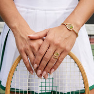 Tennis Racket 'You Are Serving' Hinge Cuff Bracelet
