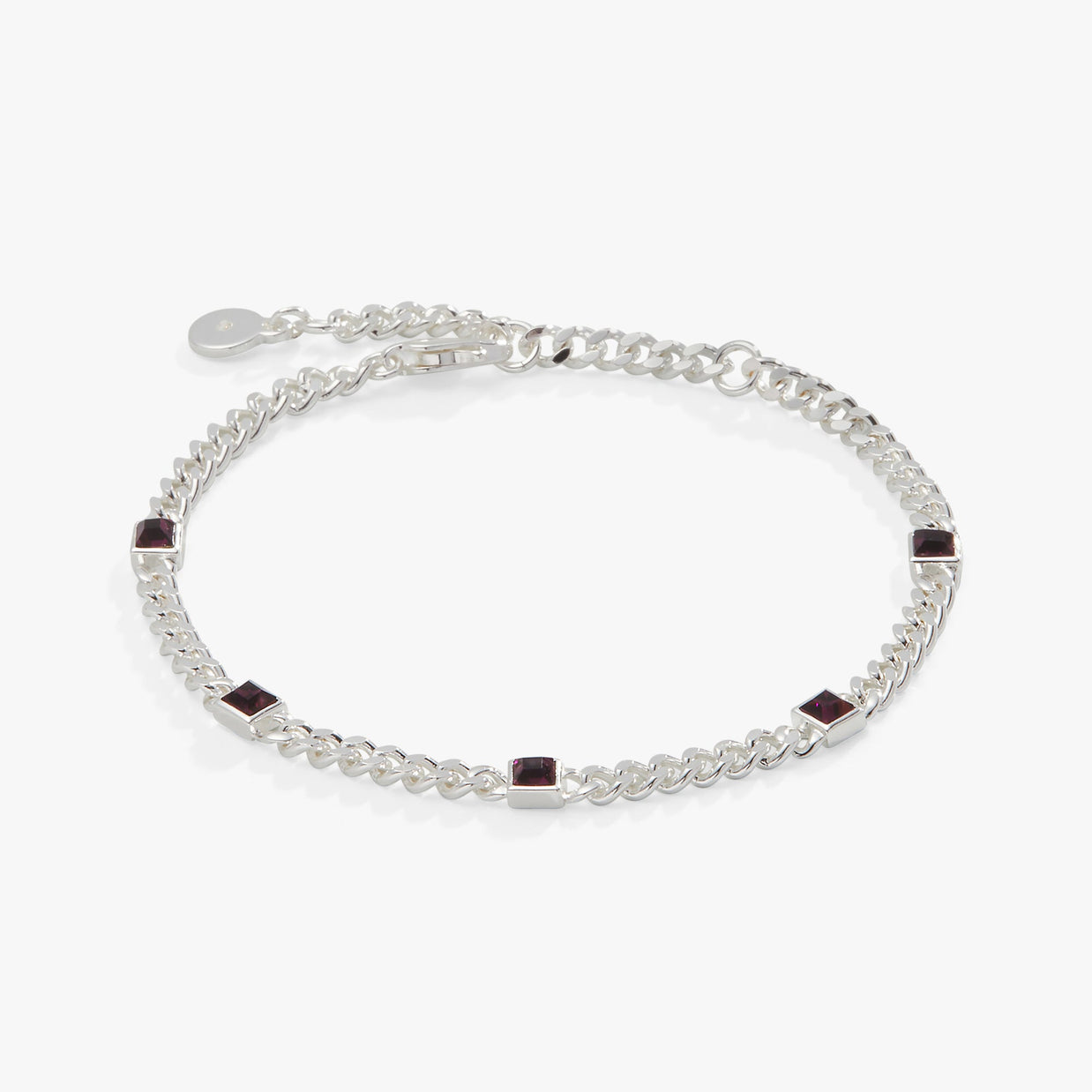February Birthstone Amethyst Curb Chain Bracelet
