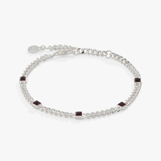 February Birthstone Amethyst Curb Chain Bracelet