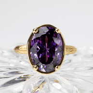 Sterling Silver Oval Cut Amethyst CZ Cocktail Ring