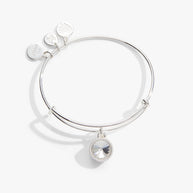 April Clear Crystal Birthstone Charm Bangle