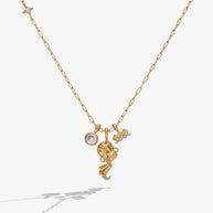 Aquarius Zodiac Charm Cluster Necklace