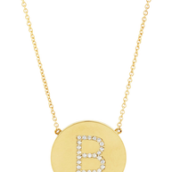 14K Gold Plated Sterling Silver CZ Round Initial Necklace