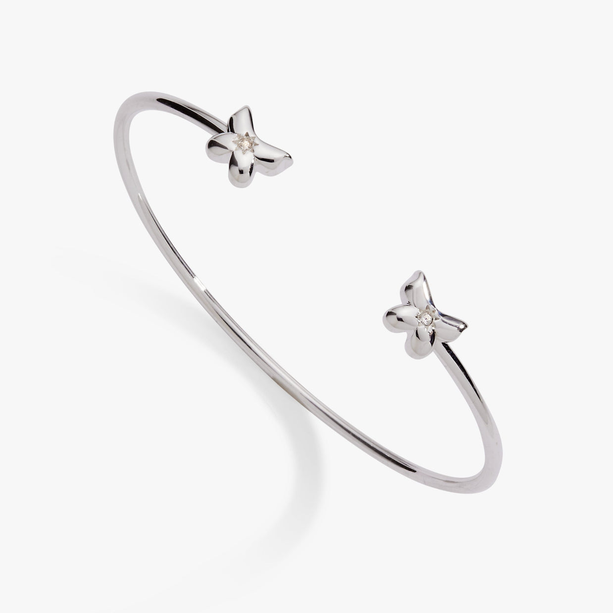 Puffy Butterfly Crystal Flex Cuff Bracelet