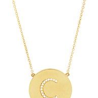 14K Gold Plated Sterling Silver CZ Round Initial Necklace