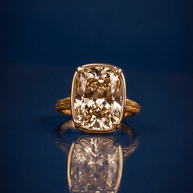 Sterling Silver Elongated Cushion Champagne CZ Cocktail Ring