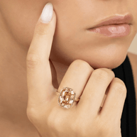 Sterling Silver Elongated Cushion Champagne CZ Cocktail Ring