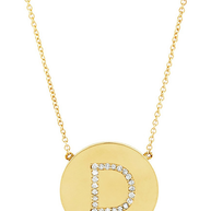 14K Gold Plated Sterling Silver CZ Round Initial Necklace