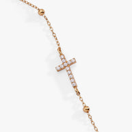 Cross Delicate Pave Crystal Beaded Strand Bracelet