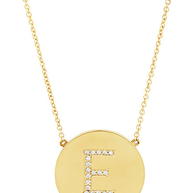 14K Gold Plated Sterling Silver CZ Round Initial Necklace