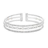 Elegant Pearl Accented Rhinestone Cuff Bracelet