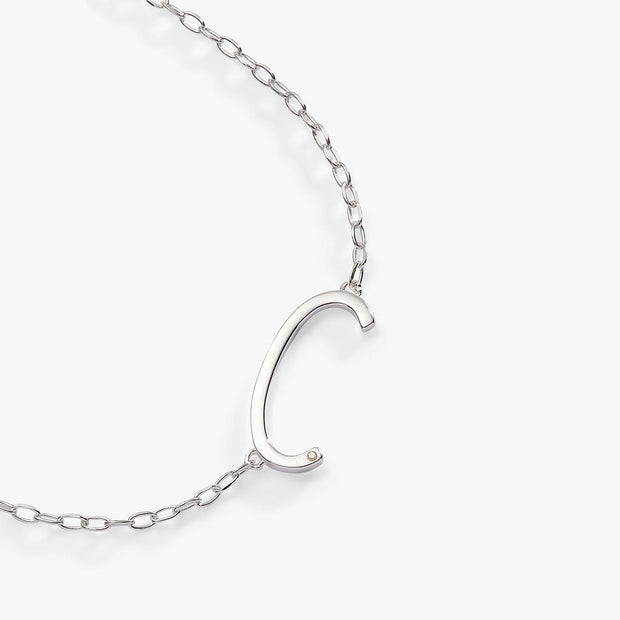 Initial C Precious Elongated Necklace