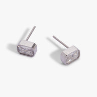 April Emerald-Cut Birthstone Stud Earrings