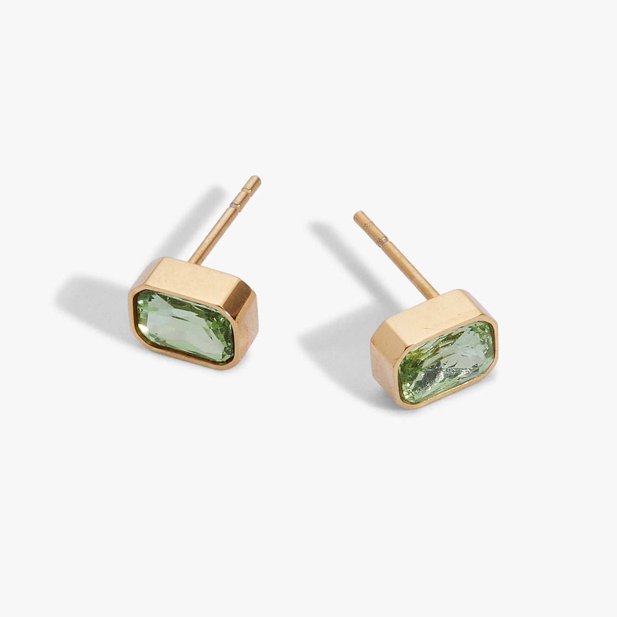 August Emerald-Cut Birthstone Stud Earrings
