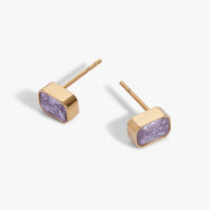June Emerald-Cut Birthstone Stud Earrings