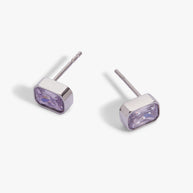 June Emerald-Cut Birthstone Stud Earrings