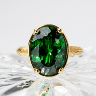 Sterling Silver Oval Cut Emerald CZ Cocktail Ring