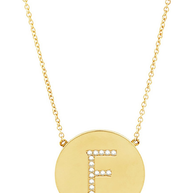 14K Gold Plated Sterling Silver CZ Round Initial Necklace