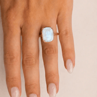 Sterling Silver Elongated Cushion Moonstone Cocktail Ring