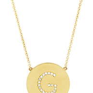 14K Gold Plated Sterling Silver CZ Round Initial Necklace