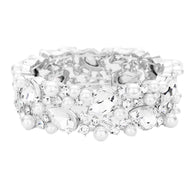 Glass Crystal Teardrop Pearl Stretch Bracelet
