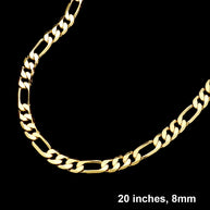 Gold Plated 20 Inch 8mm Figaro Metal Chain Necklace