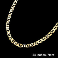 Gold Plated 24 Inch 7mm Mariner Metal Chain Necklace