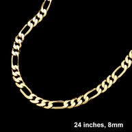 Gold Plated 24 Inch 8mm Figaro Metal Chain Necklace