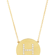 14K Gold Plated Sterling Silver CZ Round Initial Necklace