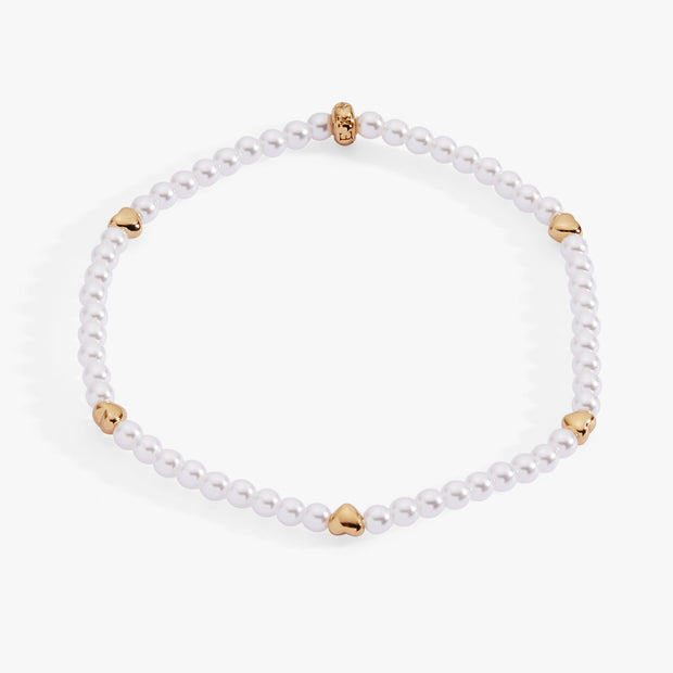Heart and Pearl Stretch Bracelet