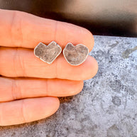 Silver Heart Studs