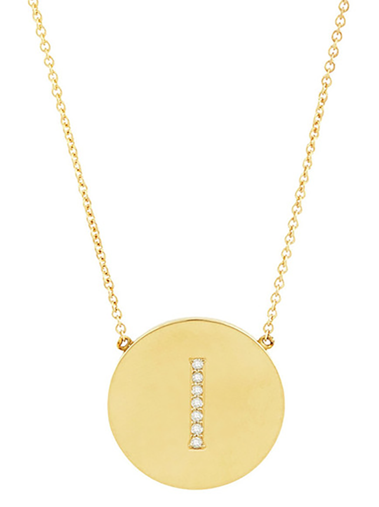 14K Gold Plated Sterling Silver CZ Round Initial Necklace