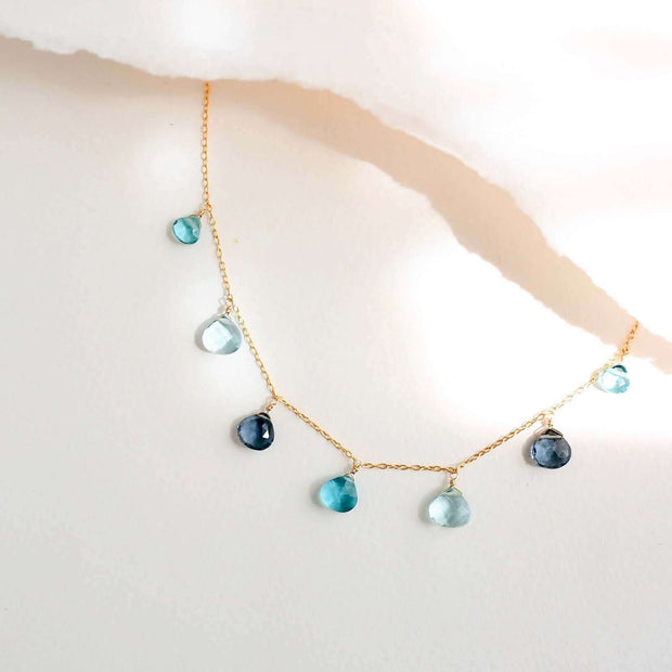 Blue Gemstone Gold Sparkler Necklace