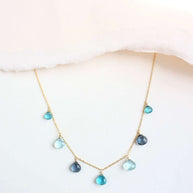 Blue Gemstone Gold Sparkler Necklace