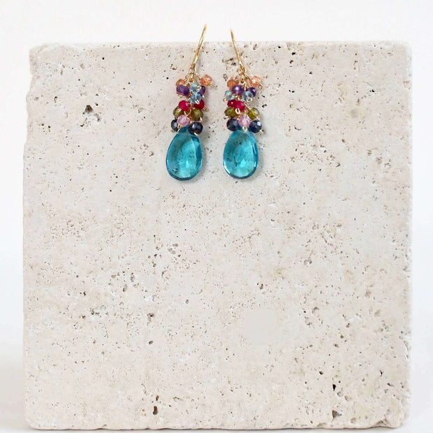 Neon Blue Quartz Bala Earrings
