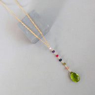 Peridot Green Quartz Yoga Pendant Necklace - Gold