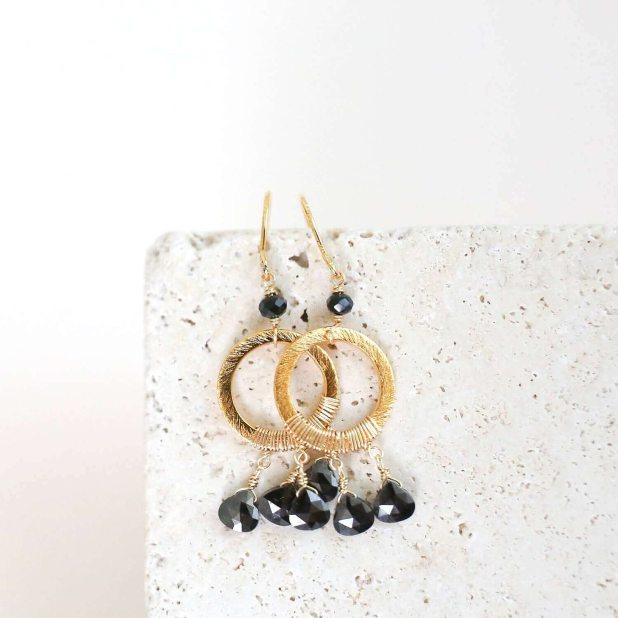 Black Spinel Mini Boho Earrings