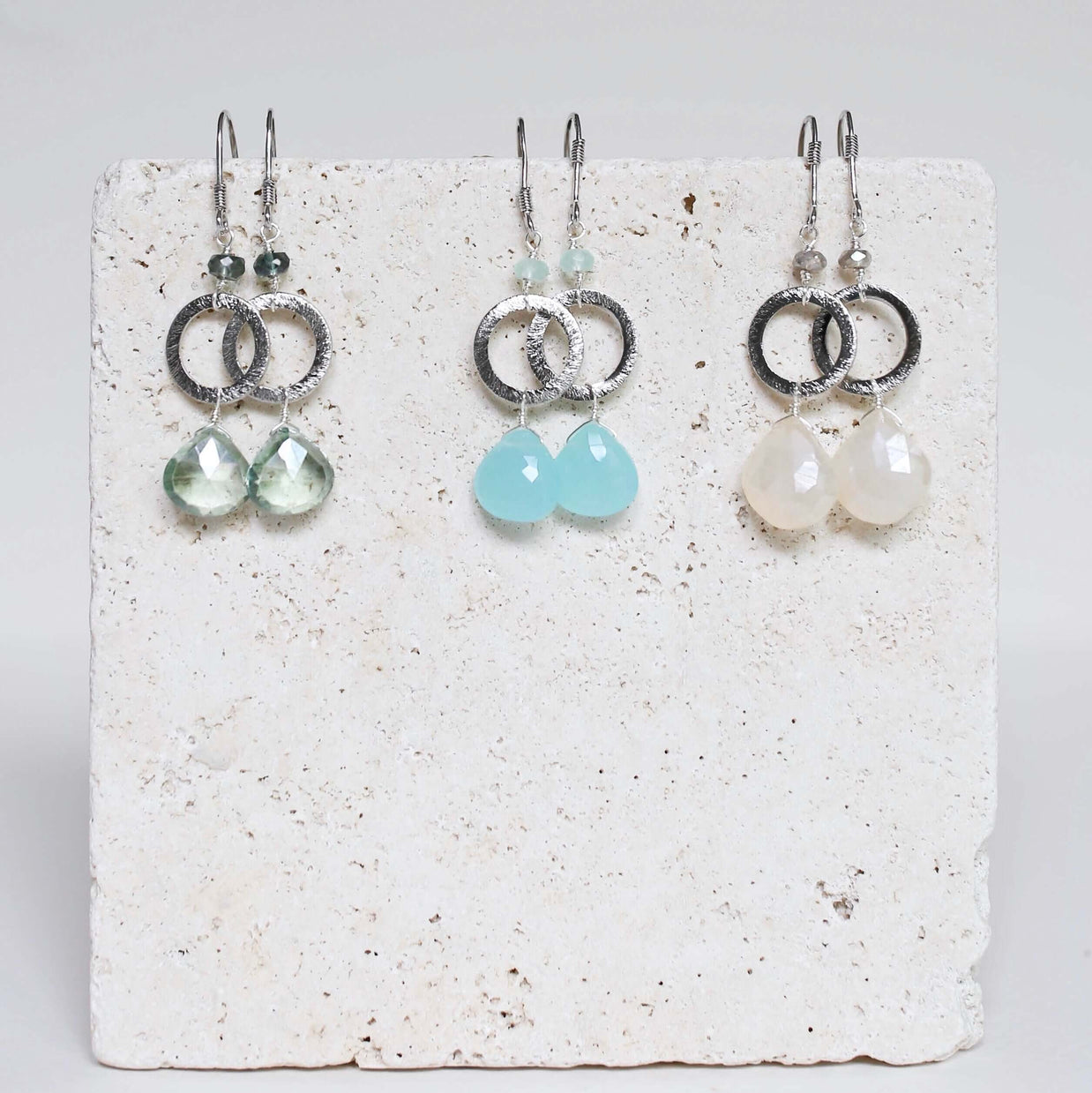 The Airie Earring - Blue Chalcedony Gold