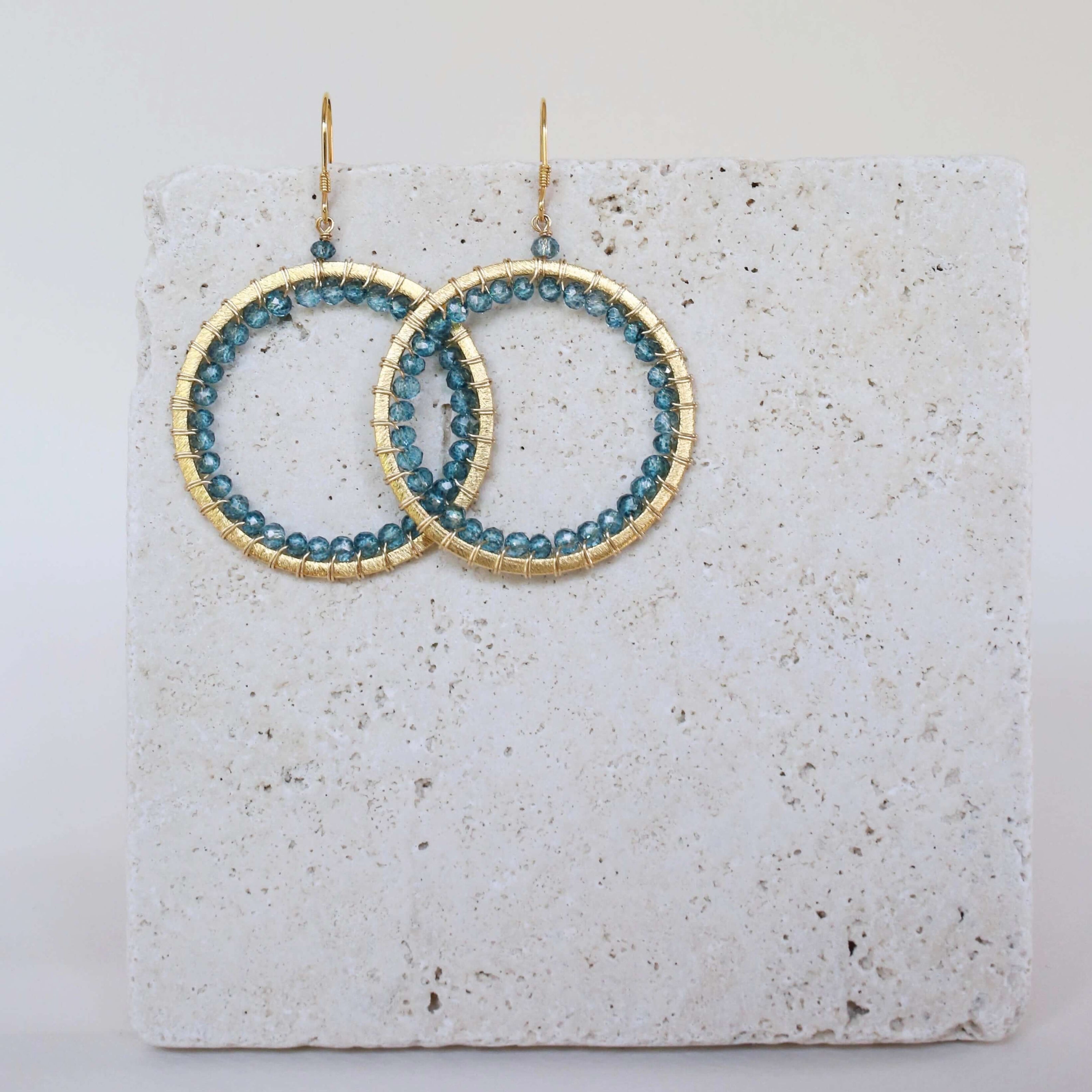 London Blue Quartz Halo Earrings