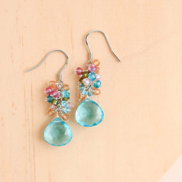 Aquamarine Quartz Silver Bala Earrings