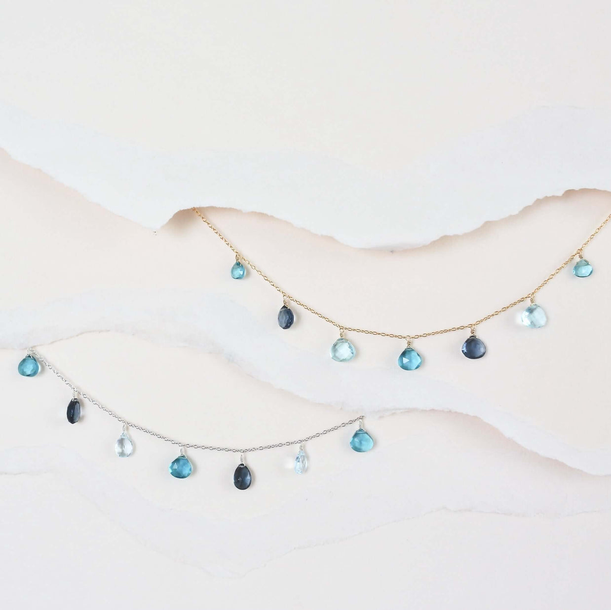 Blue Gemstone Gold Sparkler Necklace