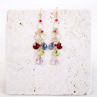 Rainbow Gemstone Waterfall Earrings