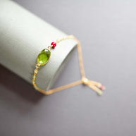 Bracelet Set: Peridot Quartz & Red Jade
