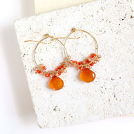 Dark Orange Chalcedony Swing Earrings