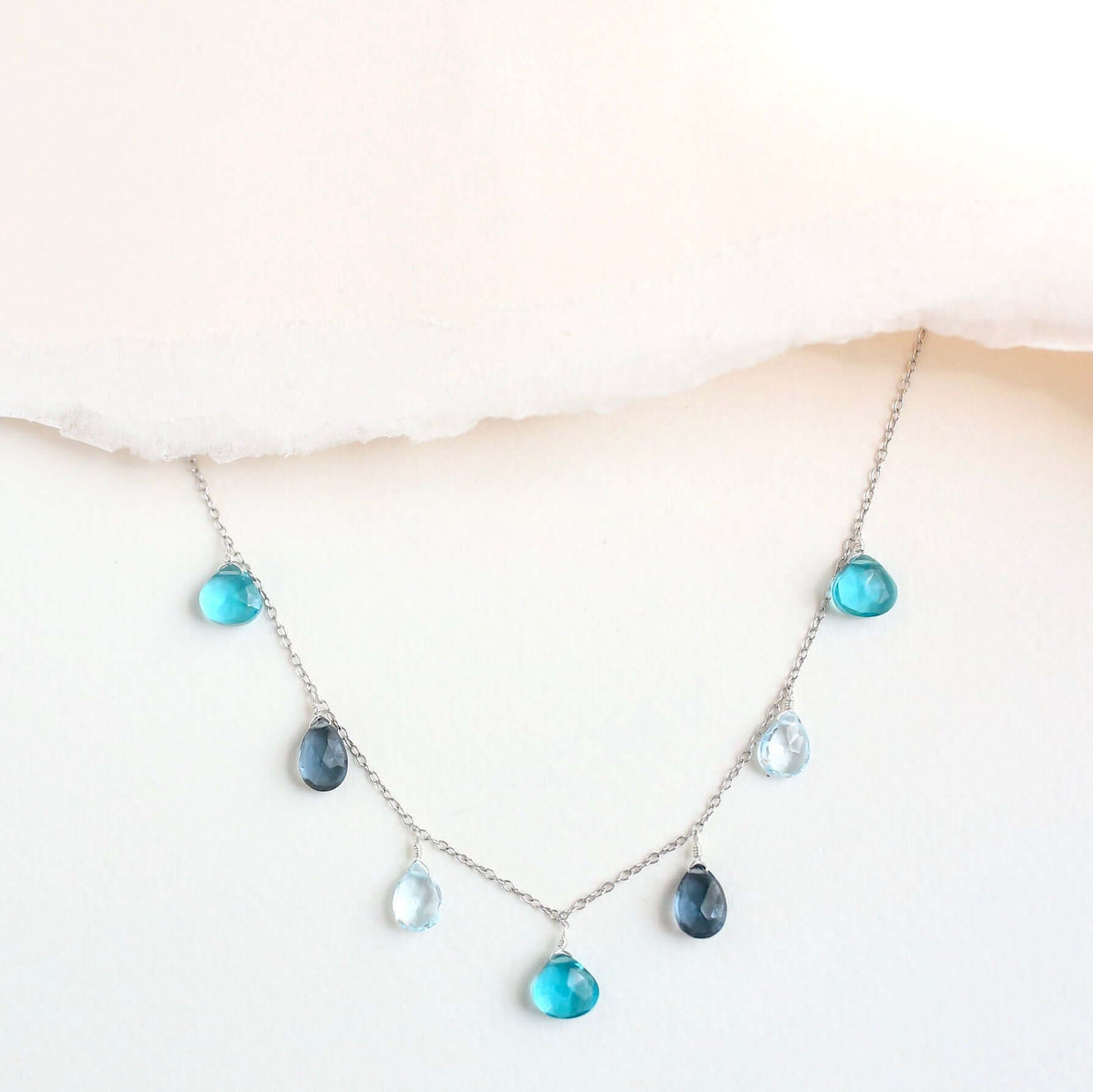 Blue Gemstone Gold Sparkler Necklace