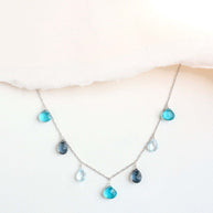 Blue Gemstone Gold Sparkler Necklace