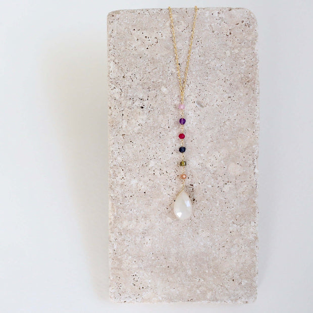 White Chalcedony Rainbow Yoga Pendant