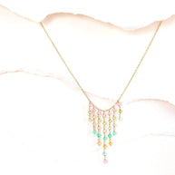 Pastel Rainbow Mini Fringe Necklace
