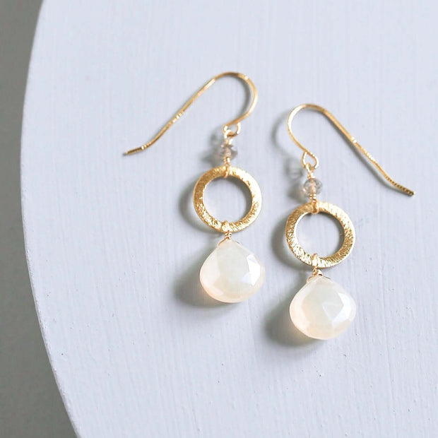 The Airie Earring - White Chalcedony Gold