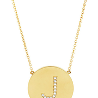 14K Gold Plated Sterling Silver CZ Round Initial Necklace